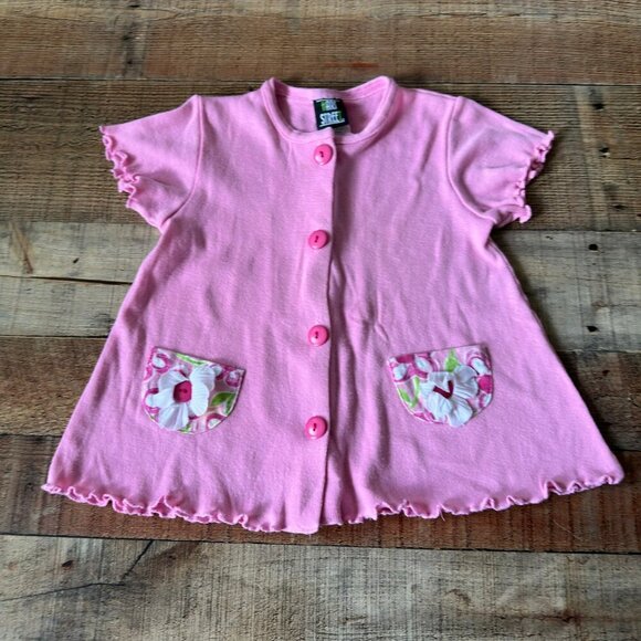 Hart Street Girls Floral Pocket Button-Up Tops - Yellow & Pink - L6X - Picture 7 of 8